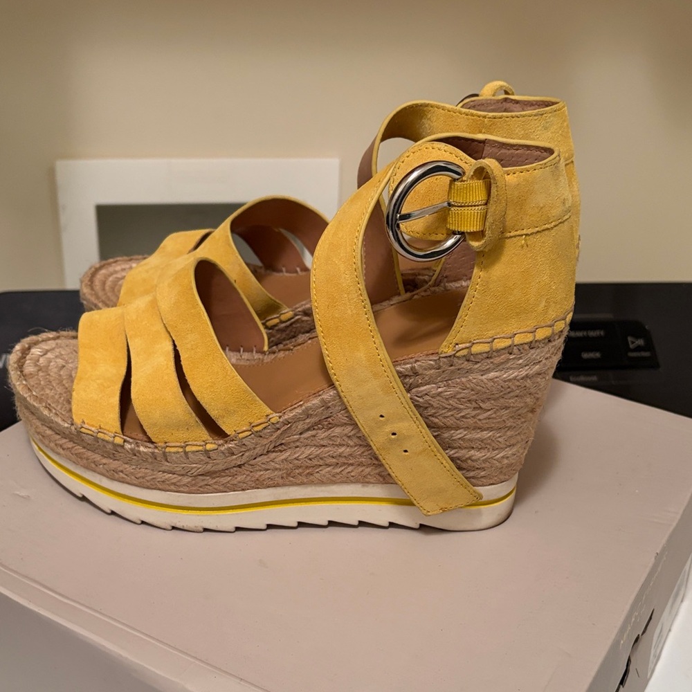 Zara Yellow Wedge Sandals
